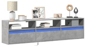 vidaXL Comodă TV de perete cu lumini LED, gri beton, 180x31x45 cm