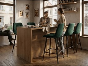 Scaun de bar CHIC VELVET cu picioare negre, verde inchis
