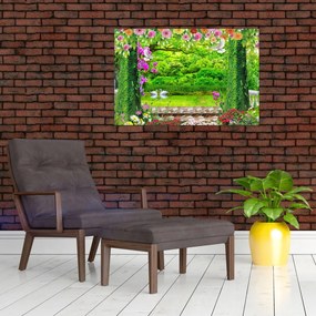 Tablou - Grădina magică cu lebede (90x60 cm)