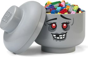 Cutie de depozitare pentru copii gri din plastic ø 24x27 cm Head Zombie L – LEGO®