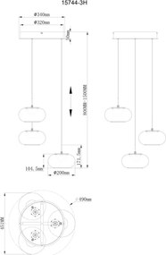 Lustră LED pe cablu Globo 15744-3H QUINTARA 3xLED/6W/230V