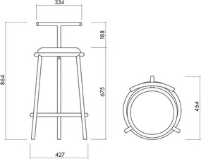 Scaun de bar albastru din metal (înălțime șezut 68 cm) Hogo – noo.ma
