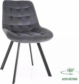 Scaun MONTI, gri - Bluvel 14, stofa catifelata/metal, 51x60x88 cm