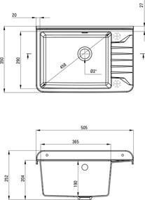 Garden Chiuvetă de serviciu, 1-cuvă - montare pe perete Finisaj: Negru ZYT_211A