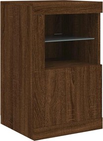 vidaXL Dulap lateral cu lumini LED, stejar maro, lemn prelucrat