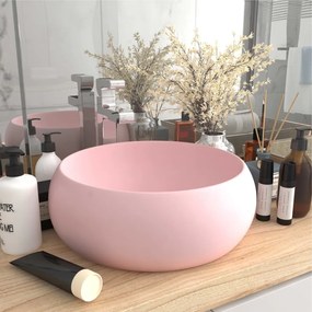 Chiuveta de baie lux roz mat 40x15 cm ceramica rotund matte pink