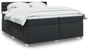 3288436 vidaXL Pat box spring cu saltea, negru, 200x200 cm, piele ecologică