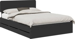 vidaXL Cadru de pat cu headboard Negru 140 x 190 cm Lemn prelucrat