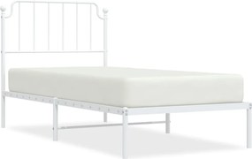 vidaXL Cadru pat metalic cu tăblie, alb, 90x200 cm
