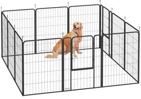 PawHut Parc pentru câini, parc 12 panouri modulabil și pliabil, portabil din oțel cu ușă 68 x 100 negru | Aosom Romania