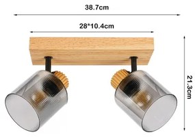 Brilagi - Spot HYGGE 2xE14/15W/230V lemn de cauciuc/fumuriu