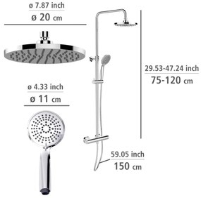 WENKO 25483100 - Sistem de duș WATERSAVING SYSTEM, 120 cm, crom lucios