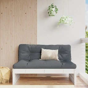 825745 vidaXL Canapea de mijloc de grădină, alb, 120x80 cm, lemn masiv pin