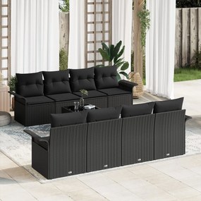 vidaXL Set de 9 piese canapea grădină cu perne, negru, poliratan