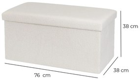 Taburet alb cu tapițerie din țesătură bouclé Ecru – Casa Selección