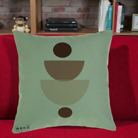 Perna Decorativa Geometric Boho Balance, 40x40 cm, Verde, Husa Detasabila, Perna Inclusa, BEKZ®