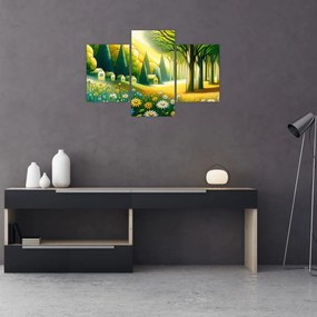 Tablou - Sat în galben-verde (90x60 cm)