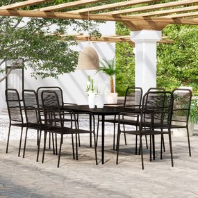 Set mobilier de gradina, 9 piese, negru