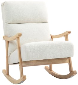 HOMCOM fotoliu de leagăn cu înveliș asemănător catifelei, spătar ergonomic și capacitate de 120 kg, 65L x 90B x 98H cm, alb crem | Aosom Romania