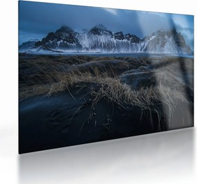 Tablou pe sticlă cu priveliște spre vărfurile Islanda (70x50 cm)