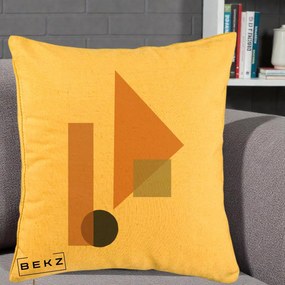 Perna Decorativa Geometric Bauhaus Triunghi, 40x40 cm, Galben, Husa Detasabila, Perna Inclusa, BEKZ®