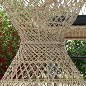 Outsunny Masă de cafea Boho design, placă de sticlă, PE-Rattan, 45 cm x 45 cm x 52 cm, Natural | Aosom Romania