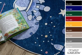 BAMBINO 61580 cerc covor lavabil rachetă spațială pentru copii anti-alunecare - bleumarin / portocaliu