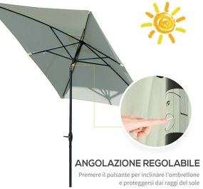 Outsunny Umbrelă Dreptunghiulară pentru Grădină, Protecție UV 50+, Deschidere cu Manivelă, Inclinare Ajustabilă, 200x300cm, Bej | Aosom Romania