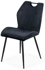 Scaun living negru din catifea cu cadru metalic si spatar ergonomic BUC 204