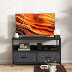 HOMCOM Mobilier pentru Televizor de 47" cu Sertare Pliabile din Material Textil și Raft, 98x29x56 cm, Lemn Natural | Aosom Romania