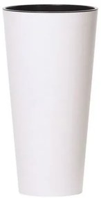 Ghiveci de flori TUBUS SLIM cu inserție 40 cm, albmat, 40 cm