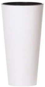 Ghiveci de flori TUBUS SLIM cu inserție 40 cm, albmat, 40 cm