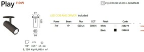 Spot LED incastrabil aparent PLAY FI BK 7W