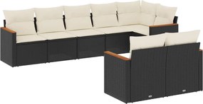 vidaXL Set mobilier de grădină cu perne, 8 piese, negru, poliratan