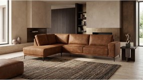 Colțar maro coniac cu tapițerie din imitație de piele (colț pe partea stângă ) Copenhagen – Scandic