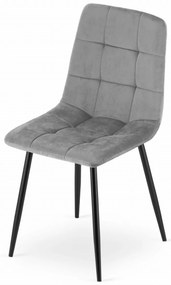 Scaun catifea gri deschis KARA cu picioare negre