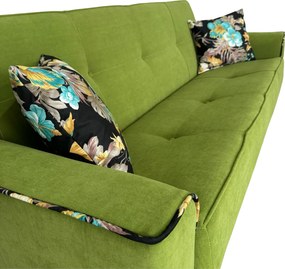 Canapea VERA extensibila, 3 locuri, lada de depozitare, stofa verde masliniu, 225x90x90 Verde masliniu, Stofa