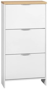 HOMCOM Mobilier pentru pantofi 3 uși rabatabile cu rafturi reglabile capacitate 12 perechi de pantofi 60 x 24 x 120 cm alb | Aosom Romania