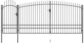 vidaXL Poartă gard pentru grădină cu vârf suliță, negru 5 x 2,45 m