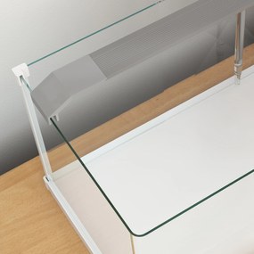 PawHut Acvariu pentru Pești Roșii din Sticlă cu Lumini LED cu Filtru și Pompă de Apă, 38x26x27 cm, Alb | Aosom Romania