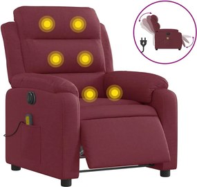 vidaXL Fotoliu electric de masaj rabatabil, roșu vin, textil