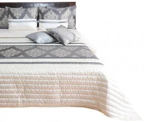 Cuvertură de pat de lux design baroc în culoarea gri auriu Lăţime: 260 cm | Lungime: 240 cm