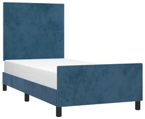Cadru de pat cu tablie, albastru inchis, 80x200 cm, catifea Albastru inchis, 80 x 200 cm, Design simplu