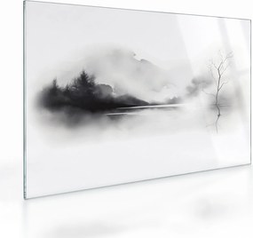 Tablou pe sticlă - pictură cu cerneală de peisaj (70x50 cm)