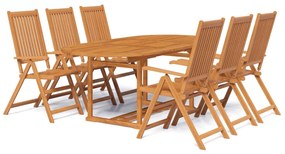 Set mobilier de exterior, 7 piese, lemn masiv de acacia 7, Oval