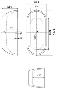 Cada freestanding 180 cm cu instalatie completa, alb lucios, Florida Aura