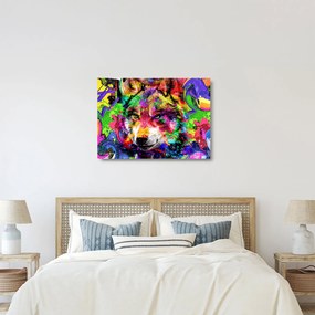 Tablou pe sticlă - Lupul cu graffiti (70x50 cm)