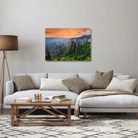 Tablou pe sticlă - Parcul forestier național Zhangjiajie (70x50 cm)