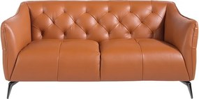 Canapea 2 locuri din piele naturala capitonata Cowhide leather brown