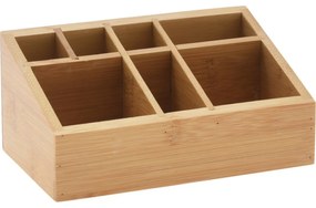 Organizator de machiaj din bambus, 7 compartimente, 17 x 10 x 8 cm